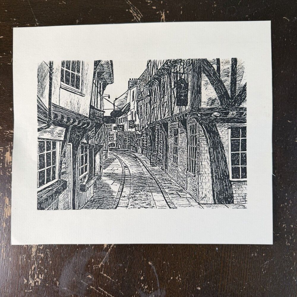 The Shambles York Vintage Sketch Print 8x10 Paper